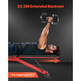 Weight Bench, 1200lbs Heavy Duty Stable Weight Bench Press for Full Body Workout, Adjustable Exercise Sit up Bench for Home Gym Strength Training, Fl