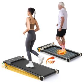 Akluer Walking Pad with Incline, 2-in-1 Under Desk Treadmill and Shiatsu Foot Massager Quiet 2.5HP Portable Treadmill for Home Office with LED Display
