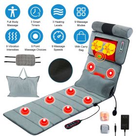 Full Body Electric Massage Mat with Heat Vibration Massage Pad Cushion Back Massage Mattress Chair Pad with Neck Massager Lumbar Pillow with 10 Vibrat