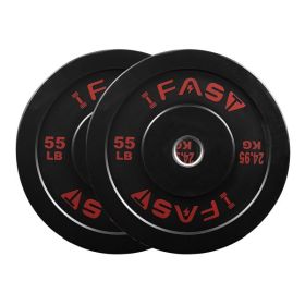 Olympic Weight Plates, Rubber Bumper Plates, 2 Inch Steel Insert 55lb Bundle Options Available for Home Gym Strength Training, Weightlifting, Weight