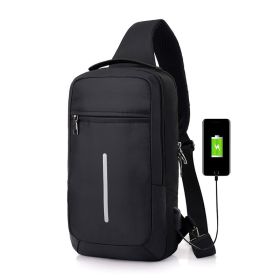 Anti-theft USB charging chest bag with you (Option: Black)