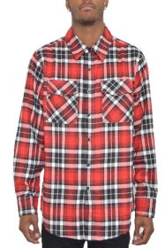 Regular Fit Checker Plaid Flannel Long Sleeve (Color: BLUE BLACK, size: M)