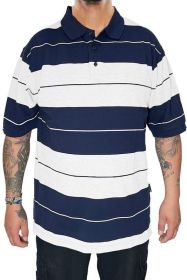 Old School Pique Polo Shirt (Color: NAVY WHITE, size: 3XL)