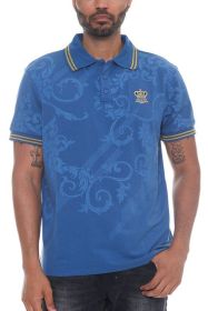 Version Couture Polo Button Down Shirt (Color: Blue, size: 3XL)