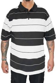 Old School Pique Polo Shirt (Color: BLACK WHITE, size: 2XL)