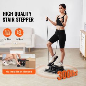 Stair Stepper, Mini Stepper for Exercise at Home, Hydraulic Fitness Twist Stepper with Resistance Bands, Full Body Workout Cardio Equipment, Stair Cl (Stride Adjustable or Not: Yes, Motion Mode: Twisting Motion)