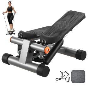 Stair Stepper, Mini Stepper for Exercise at Home, Hydraulic Fitness Stepper with Resistance Bands, Full Body Workout Cardio Equipment, Stair Climber (Stride Adjustable or Not: Yes, Motion Mode: Up and Down Motion)