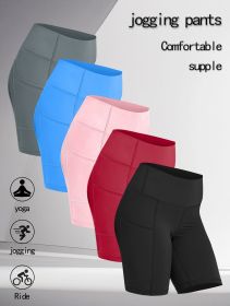 5PCS  No Front Seam Biker Shorts – High Waist, Butt-Lifting, Pocketed, Breathable Yoga Shorts (colour: A set of five colors, size: XL)