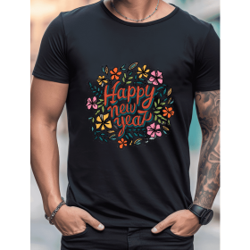 2025 New Year Cotton T-Shirt for Men - Stylish & Comfortable Short Sleeve Tee for All Seasons (Style: 37)