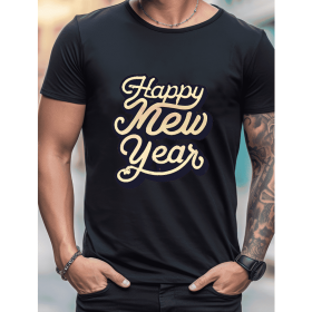 2025 New Year Cotton T-Shirt for Men - Stylish & Comfortable Short Sleeve Tee for All Seasons (Style: 39)